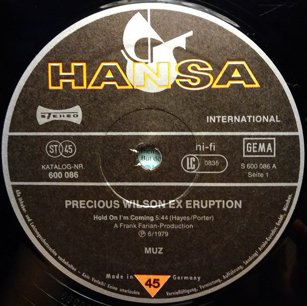 Precious Wilson Ex Eruption* : Hold On I'm Coming (Long Version) (12", Maxi, Sup)