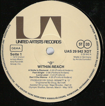 "O"* : Within Reach (LP, Album)