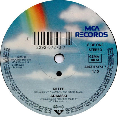 Adamski : Killer (7", Single, Sol)