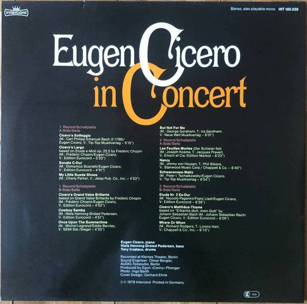 Eugen Cicero : Eugen Cicero In Concert (2xLP)