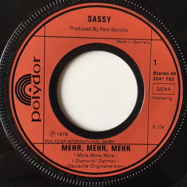 Sassy (15) : Mehr, Mehr, Mehr (7", Single)