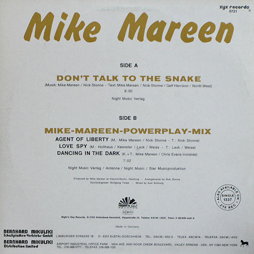 Mike Mareen : Don't Talk To The Snake (12", Maxi)