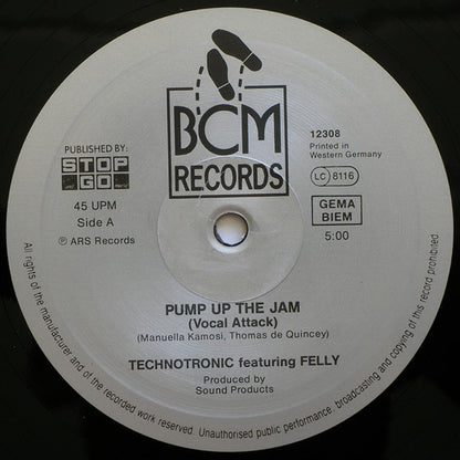 Technotronic Featuring Felly : Pump Up The Jam (12", Maxi)