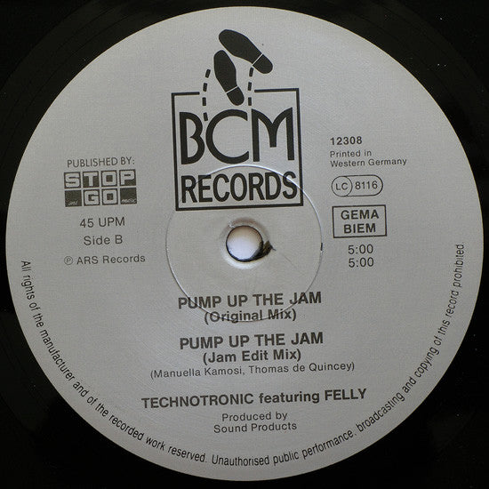 Technotronic Featuring Felly : Pump Up The Jam (12", Maxi)