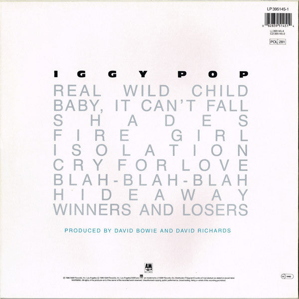 Iggy Pop : Blah-Blah-Blah (LP, Album)