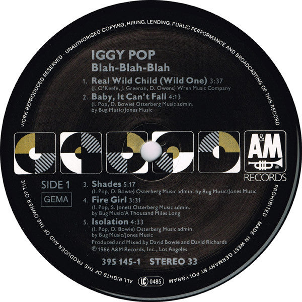 Iggy Pop : Blah-Blah-Blah (LP, Album)