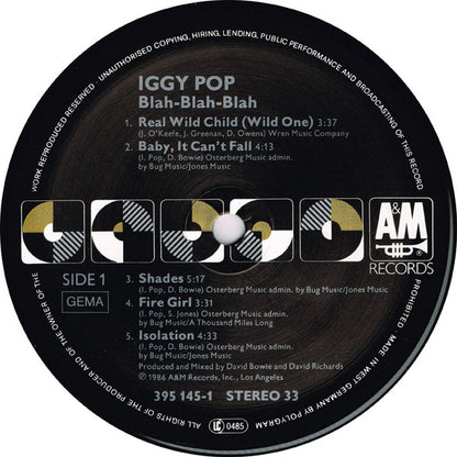 Iggy Pop : Blah-Blah-Blah (LP, Album)