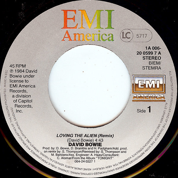 David Bowie : Loving The Alien (Re·Mixed Version) (7", Single)