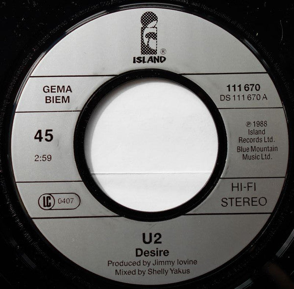 U2 : Desire (7", Single, Sin)