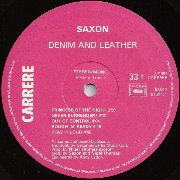 Saxon : Denim And Leather (LP, Album)