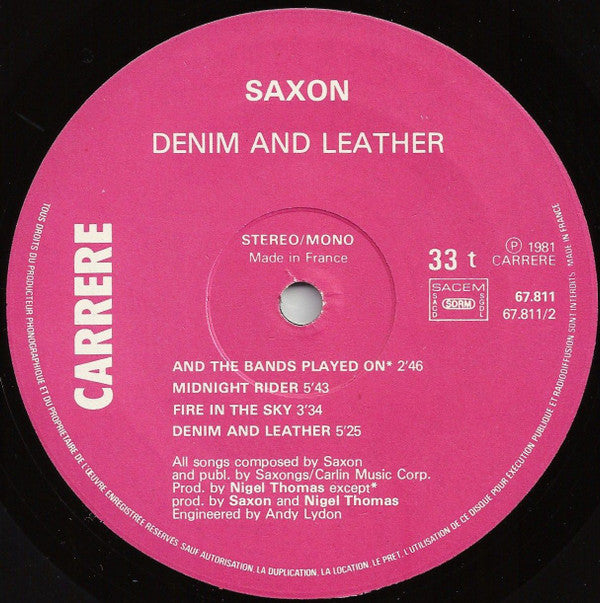 Saxon : Denim And Leather (LP, Album)