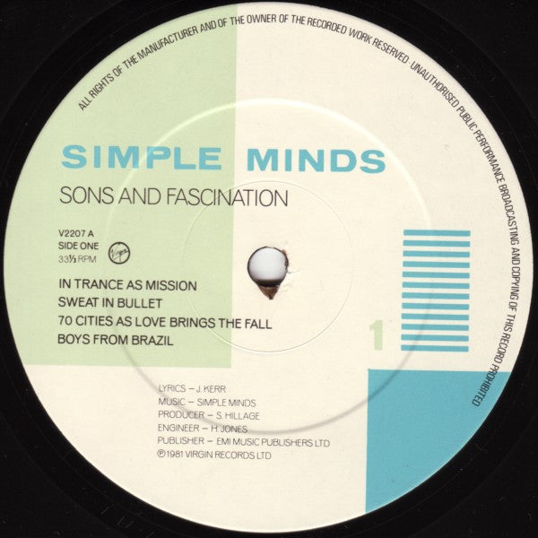 Simple Minds : Sons And Fascination (LP, Album)