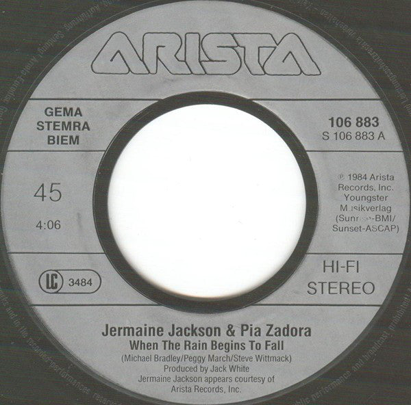 Jermaine Jackson, Pia Zadora : When The Rain Begins To Fall (7", Single)