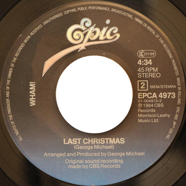 Wham! : Everything She Wants (Remix) / Last Christmas (7", Single)