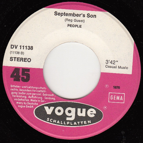 People (31) : I Am The Preacher / September's Son (7", Single)