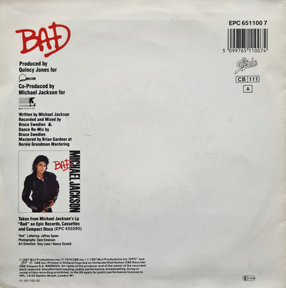 Michael Jackson : Bad (7", Single)