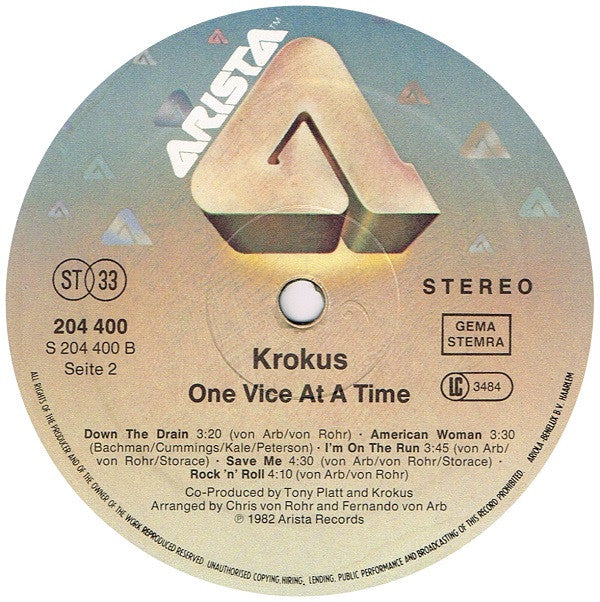 Krokus : One Vice At A Time (LP, Album)