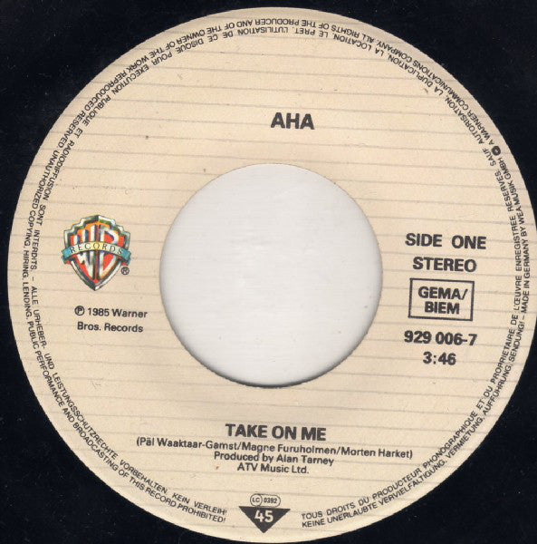 a-ha : Take On Me (7", Single)