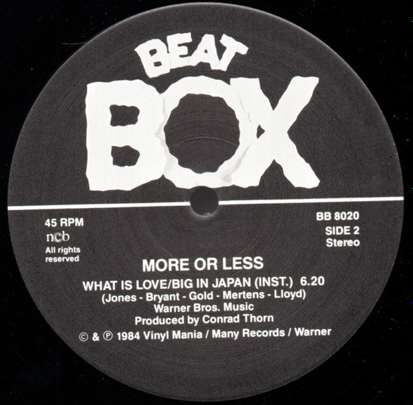 More Or Less : Medley: What Is Love / Big In Japan (12", Single)