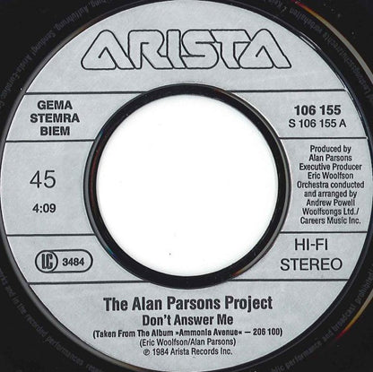 The Alan Parsons Project : Don't Answer Me (7", Single)