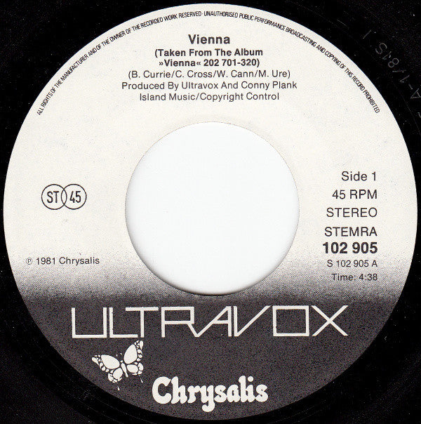 Ultravox : Vienna (7", Single)