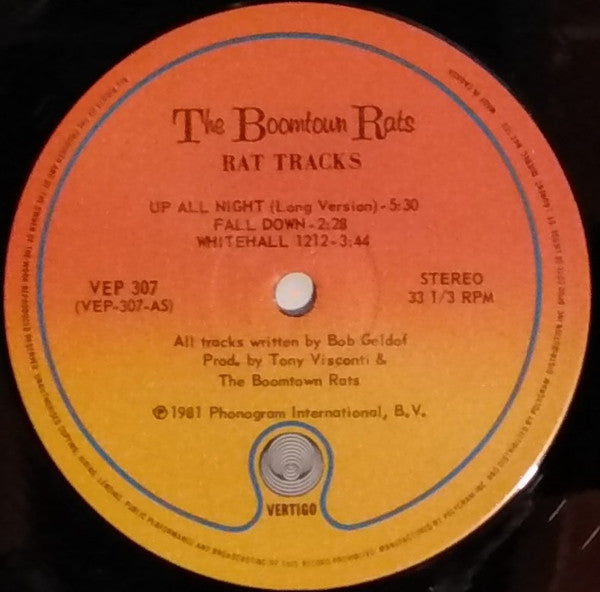 The Boomtown Rats : Rat Tracks (12", EP)