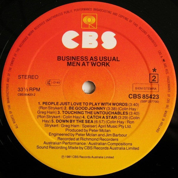 Men At Work : Business As Usual (LP, Album)