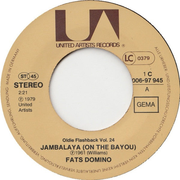 Fats Domino : Jambalaya / Blueberry Hill (7", Single)