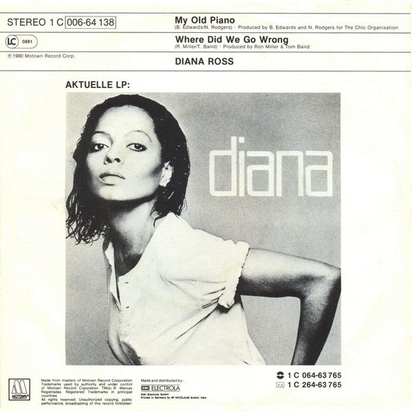 Diana Ross : My Old Piano (7", Single)