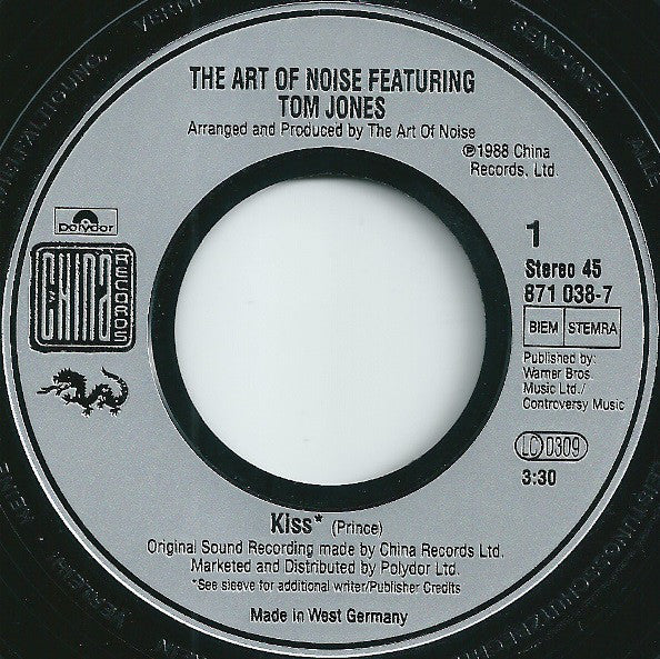 The Art Of Noise Featuring Tom Jones : Kiss (7", Single)