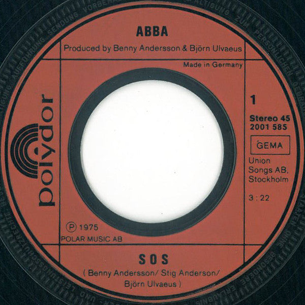 ABBA : S.O.S. (7", Single)