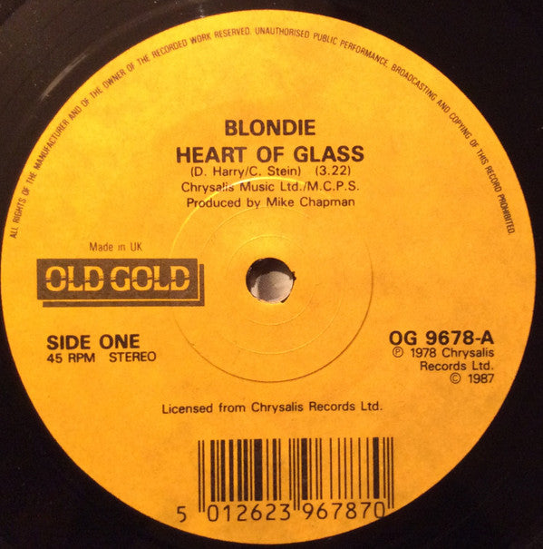 Blondie : Heart Of Glass / The Tide Is High (7", Single, RE, Pic)