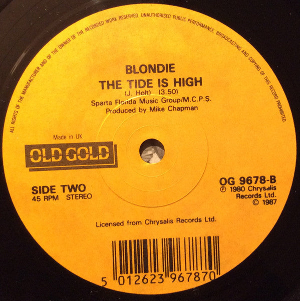 Blondie : Heart Of Glass / The Tide Is High (7", Single, RE, Pic)