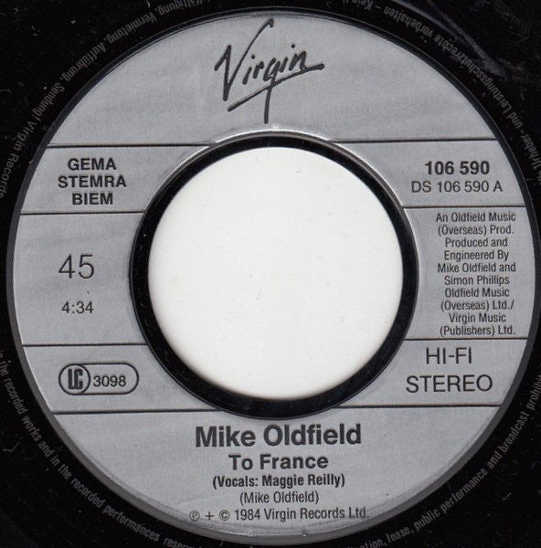 Mike Oldfield : To France (7", Single)