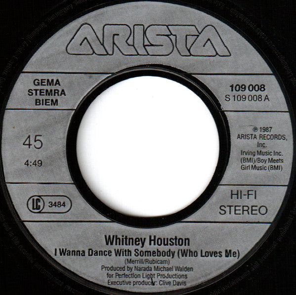 Whitney* : I Wanna Dance With Somebody (Who Loves Me) (7", Single, Mat)