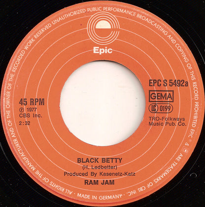 Ram Jam : Black Betty (7", Single)