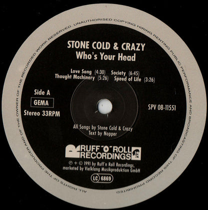 Stone Cold & Crazy : Who's Your Head (LP, Album)