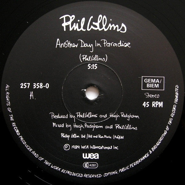 Phil Collins : Another Day In Paradise (12")