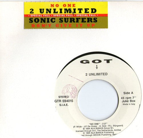 2 Unlimited / Sonic Surfers : No One / Don't Give It Up (7", Jukebox)