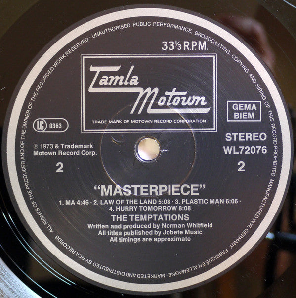 The Temptations : Masterpiece (LP, Album, RE)