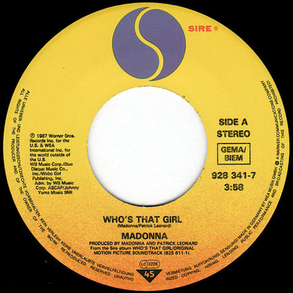 Madonna : Who's That Girl (7", Single)