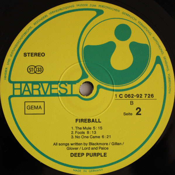 Deep Purple : Fireball (LP, Album, Gat)