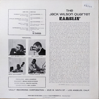 The Jack Wilson Quartet Featuring Roy Ayers : Ramblin' (LP, Album, RE)