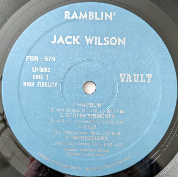 The Jack Wilson Quartet Featuring Roy Ayers : Ramblin' (LP, Album, RE)