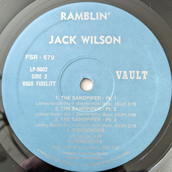 The Jack Wilson Quartet Featuring Roy Ayers : Ramblin' (LP, Album, RE)