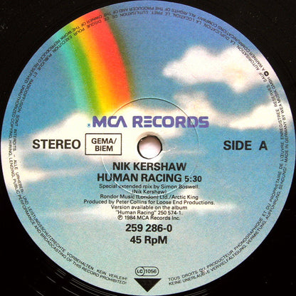 Nik Kershaw : Human Racing (Special Dance Remix) (12")