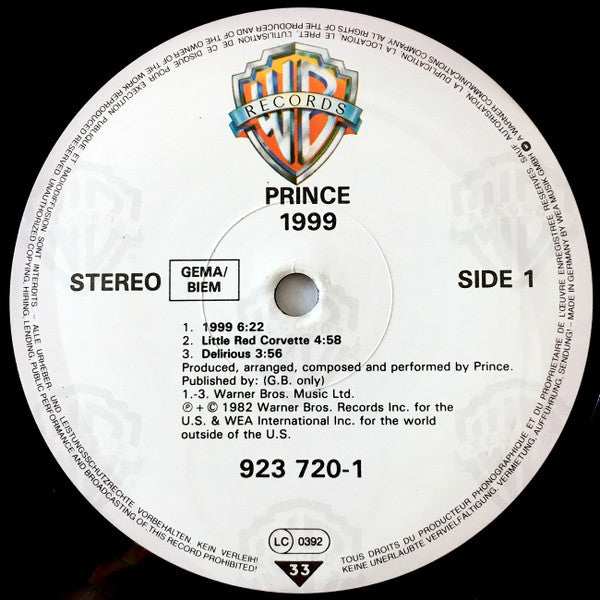 Prince : 1999 (2xLP, Album, RE)