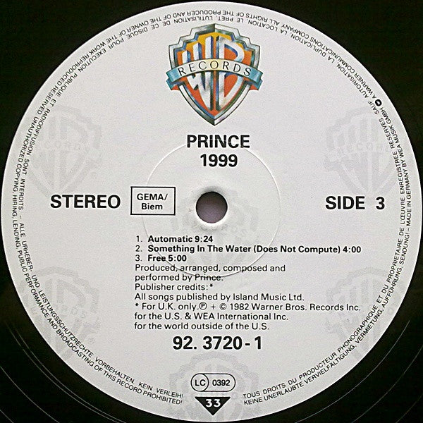 Prince : 1999 (2xLP, Album, RE)