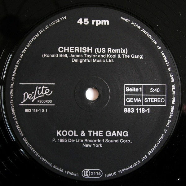 Kool & The Gang : Cherish (US-Remix) (12", Maxi)