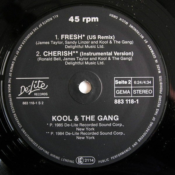 Kool & The Gang : Cherish (US-Remix) (12", Maxi)